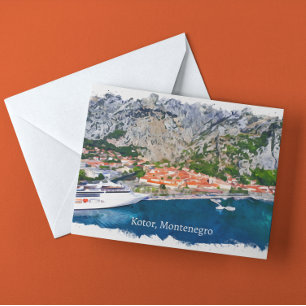 Panorama-vy för Bevackra Kotor Bay Montenegro Vykort