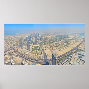 Panoramabild av Dubai från toppen av Burj Khalifa Poster