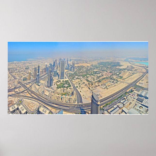 Panoramabild av Dubai från toppen av Burj Khalifa Poster (Framsidan)