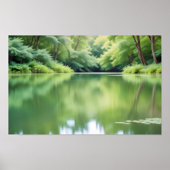 Panoramatisk landskapsskog Sjö Natur Tranquil Poster (Framsidan)