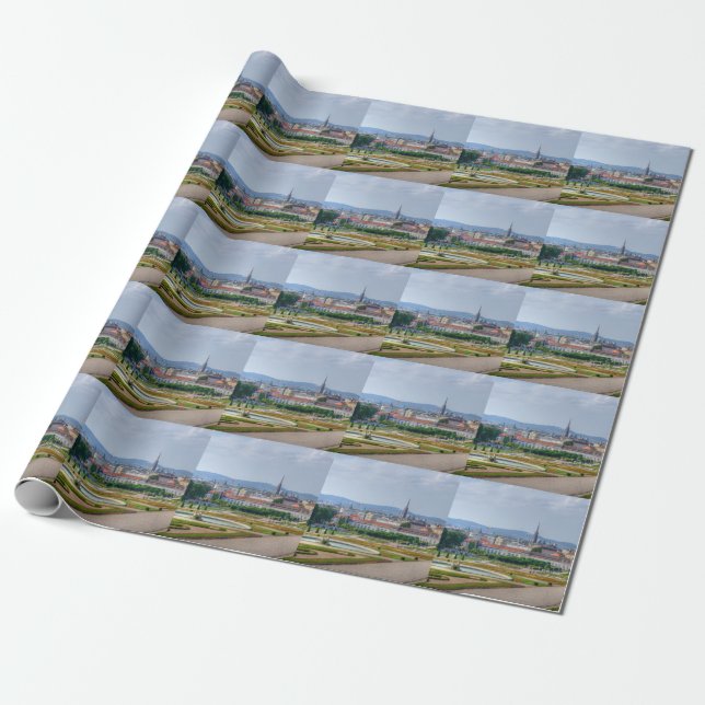 Panoramatisk syn över Wien Österrike från Belveder Presentpapper (Utrullad)