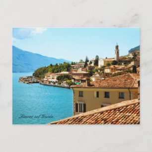 Panoramatisk vy Limone Sjö Garda Italien Vykort