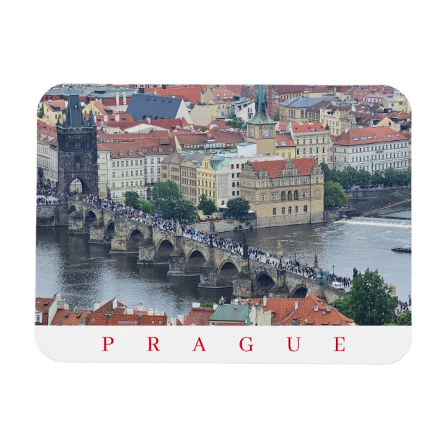 Panoramatisk vymagnet Prag Charles Bridge Magnet (Horisontell)