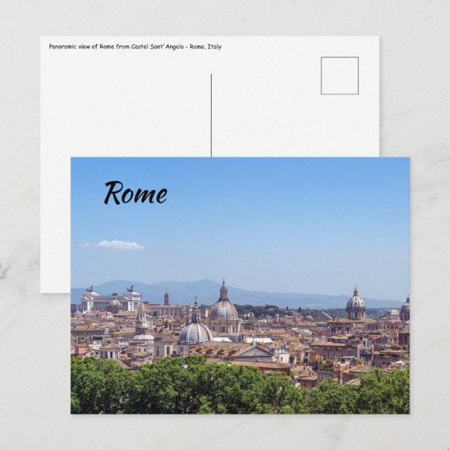 Panoramautsikt över Rom från Castel Sant'Angelo Vykort (Fram/baksida)