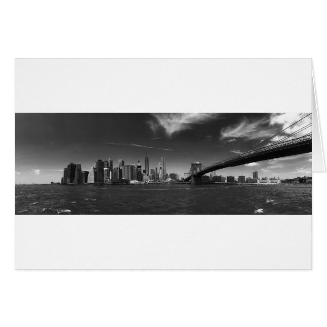 Panoramic Black White Brooklyn Hälsningskort (Framsidan Horizontal)