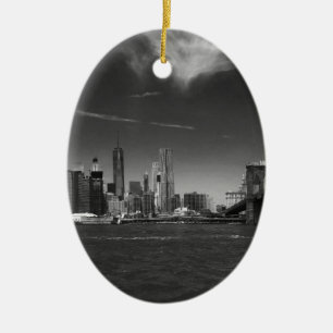 Panoramic Black White Brooklyn Julgransprydnad Keramik