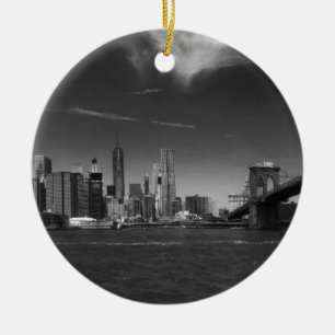 Panoramic Black White Brooklyn Julgransprydnad Keramik