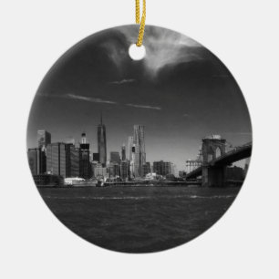 Panoramic Black White Brooklyn Julgransprydnad Keramik