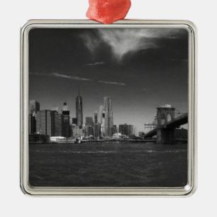 Panoramic Black White Brooklyn Julgransprydnad Metall