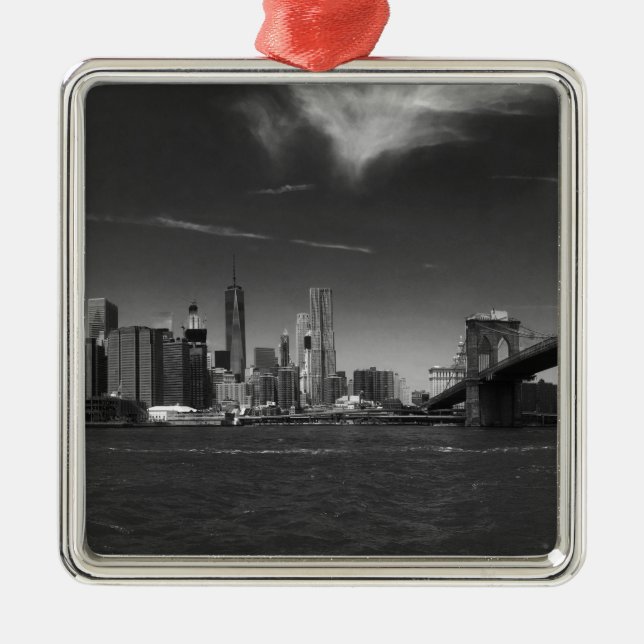 Panoramic Black White Brooklyn Julgransprydnad Metall (Framsidan)