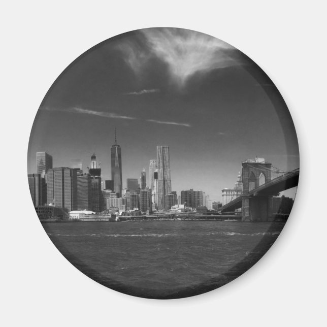 Panoramic Black White Brooklyn Magnet (Framsidan)
