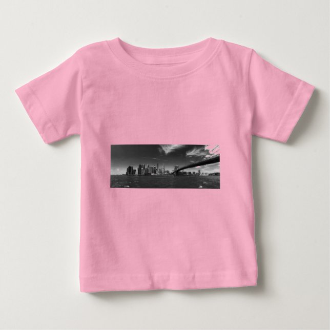 Panoramic Black White Brooklyn T Shirt (Framsida)