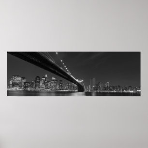 Panoramic Black White New York Skyline Poster