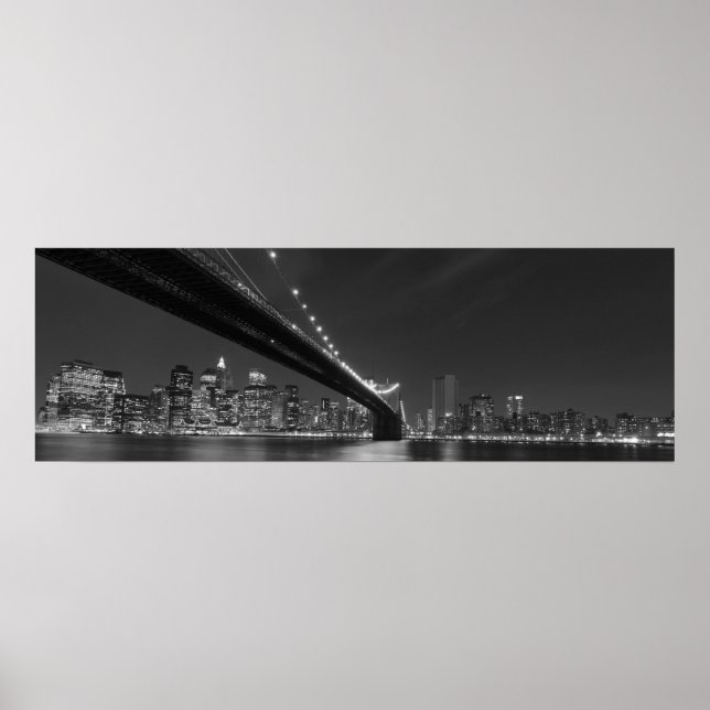 Panoramic Black White New York Skyline Poster (Framsidan)