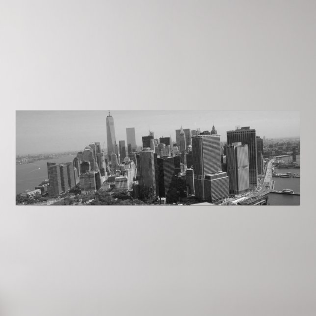 Panoramic Black White New York Skyline Poster (Framsidan)