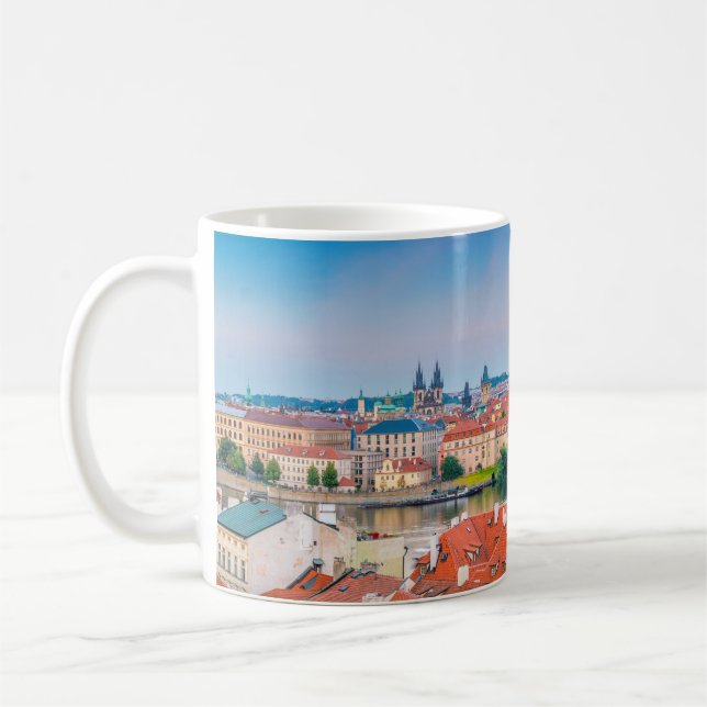 Panoramic Charles Bridge Prague Skyline Kaffemugg (Vänster)