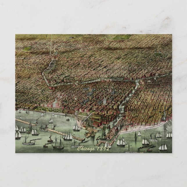 Panoramic Chicago 1892 Vykort (Framsida)