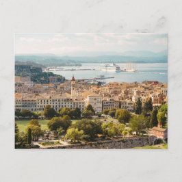 Panoramic Corfu Old Town view, Greece Vykort