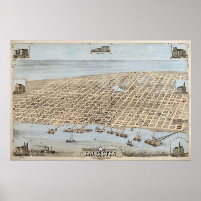 Panoramic Galveston Poster (Framsidan)