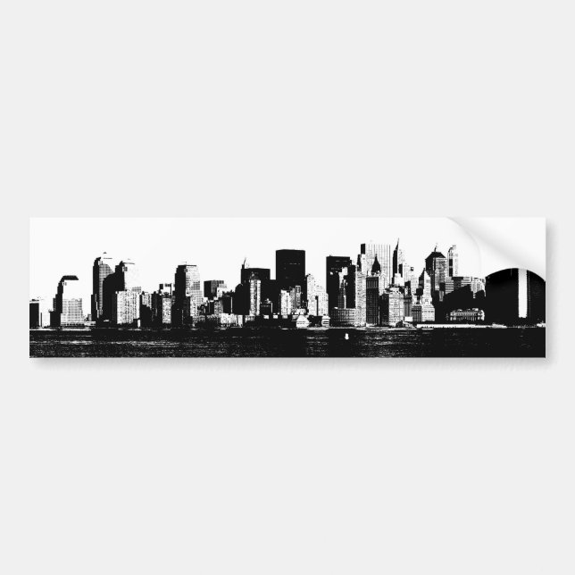 Panoramic New York City Bumper Sticker Bildekal (Framsidan)