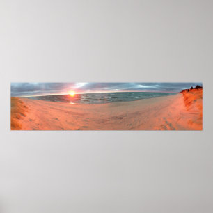 Panoramic Sjö Michigan Sunset Poster