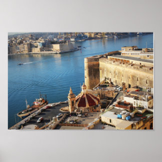 Panoramic skyline view of Valletta, Malta Poster