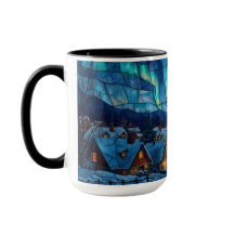 Panoramic Stained Glass Winter Village