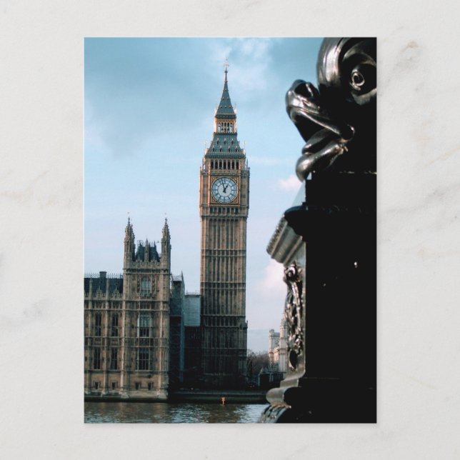 Panorámica Londres Nublado Big Ben y Río Támesis Vykort (Framsida)