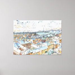 Panoramik av Genua Canvastryck