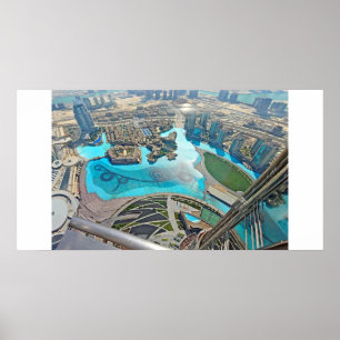 Panoramin i Khalifa Park vid Burj Khalifa Poster