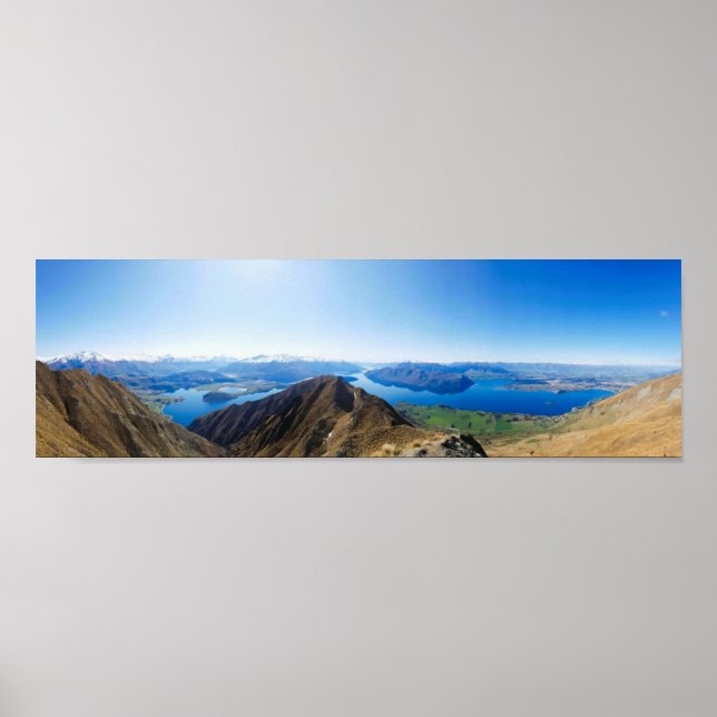 Panoramisk bergsvy Nyzeeländska Roy's Peak Poster (Framsidan)