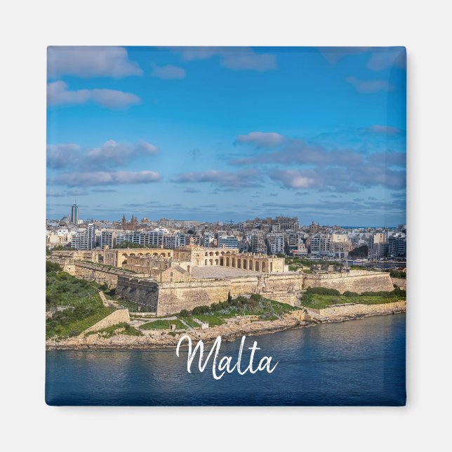Panoramisk bild av Sliema i Malta Magnet (Framsidan)
