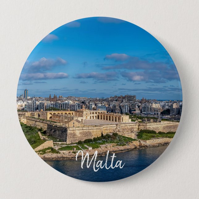 Panoramisk bild av Sliema på Malta Knapp (Framsida)