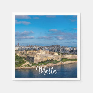 Panoramisk bild av Sliema på Malta Pappersservett