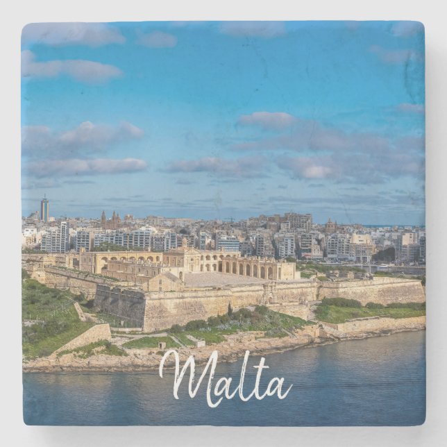 Panoramisk bild av Sliema på Malta Stenunderlägg (Framsidan)