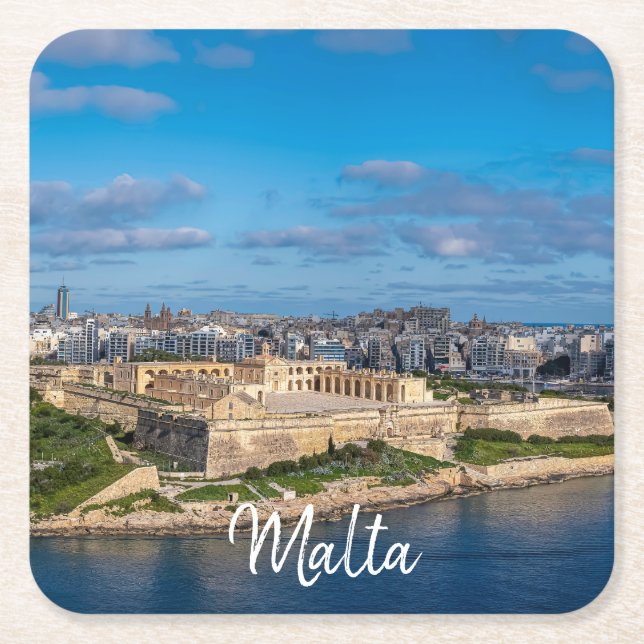 Panoramisk bild av Sliema på Malta Underlägg Papper Kvadrat (Framsidan)