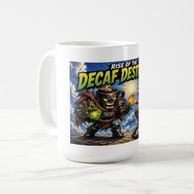 Panoramisk Decaf Förstöraren Kaffe Superhjälte Tec Kaffemugg (Framsida vänster)