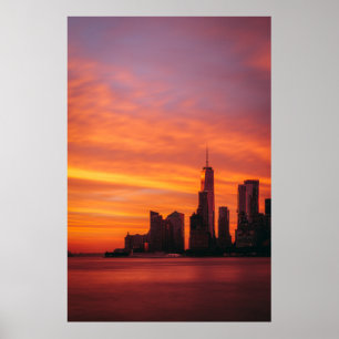 PANORAMISK FOTOGRAFI AV SUNSET I STADEN POSTER