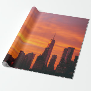 PANORAMISK FOTOGRAFI AV SUNSET I STADEN PRESENTPAPPER