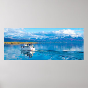 Panoramisk frakt som seglar på beagle-kanal poster