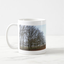 Panoramisk Heathland Träd i Fog Mugg