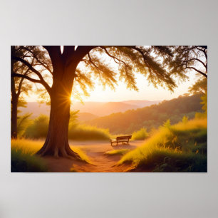 Panoramisk liggande Sunset Natature Tranquil Scene Poster