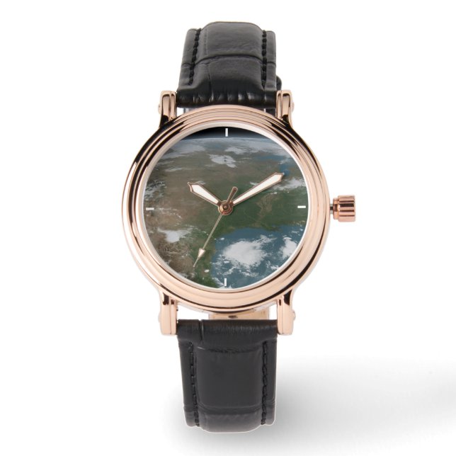 Panoramisk planetjord och USA. 2 Armbandsur (Framsida)