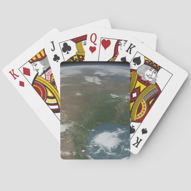 Panoramisk planetjord och USA. 2 Casinokort (Baksidan)