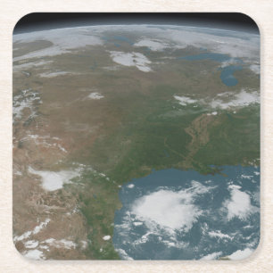 Panoramisk planetjord och USA. 2 Underlägg Papper Kvadrat