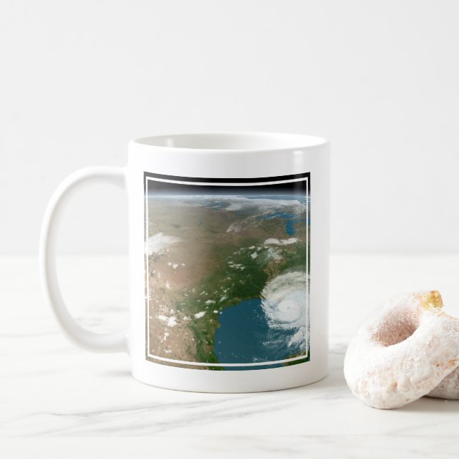 Panoramisk planetjord och USA. Kaffemugg (Med munk)