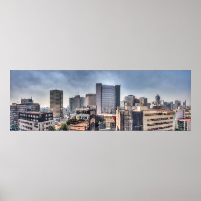 Panoramisk stad i Mexico City Poster (Framsidan)