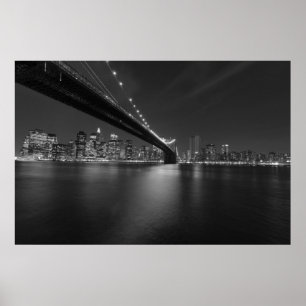 Panoramisk svart-vit New York City-siluett Poster