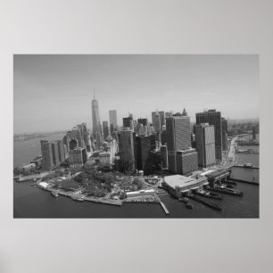 Panoramisk svart-vit New York-siluett Poster