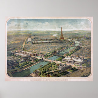 Panoramisk syn av Paris Exposition 1900 Poster
